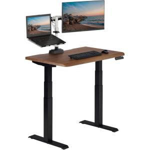Vari ComfortEdge Electric Height Adjustable Standing Desk – 40×26 Varidesk Sit-Stand Desk for Home Office, Sloped Ergonomic Front Edge, Stable Legs, Easy Assembly, 2 Boxes – Walnut Top/White Legs(Walnut Top / Black Legs)