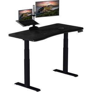 Vari Ergo 54×26 Electric Standing Desk – Height Adjustable Sit Stand VariDesk + Curved Waterfall Edge, 4 Memory Settings, Quick Assembly, Cable Management, 200 lb Capacity – Light Wood (2 Boxes)(Black Top / Black Legs)