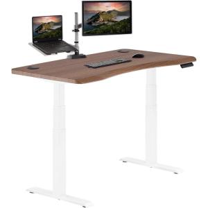 Vari Ergo 54×26 Electric Standing Desk – Height Adjustable Sit Stand VariDesk + Curved Waterfall Edge, 4 Memory Settings, Quick Assembly, Cable Management, 200 lb Capacity – Light Wood (2 Boxes)(Walnut / White)