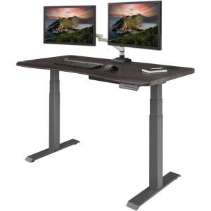 Vari Ergo 54×26 Electric Standing Desk – Height Adjustable Sit Stand VariDesk + Curved Waterfall Edge, 4 Memory Settings, Quick Assembly, Cable Management, 200 lb Capacity – Light Wood (2 Boxes)(Espresso Wood / Slate)