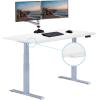 Vari ComfortEdge 60×30 Inch Adjustable Electric Standing Desk – Sit Stand VariDesk with Memory Presets, Sloped Edge, 200 LB Capacity + Tool-Free Assembly (Light Wood)(White Top / Silver Legs)