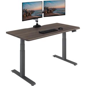 Vari ComfortEdge 60×30 Inch Adjustable Electric Standing Desk – Sit Stand VariDesk with Memory Presets, Sloped Edge, 200 LB Capacity + Tool-Free Assembly (Light Wood)(Espresso Top / Slate Legs)
