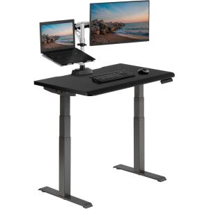 Vari ComfortEdge 60×30 Inch Adjustable Electric Standing Desk – Sit Stand VariDesk with Memory Presets, Sloped Edge, 200 LB Capacity + Tool-Free Assembly (Light Wood)(Black Top / Slate Legs)
