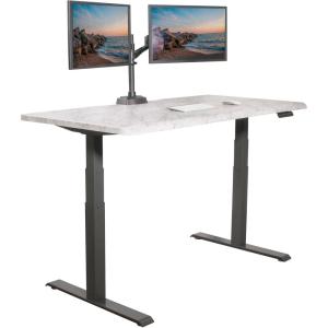 Vari ComfortEdge 60×30 Inch Adjustable Electric Standing Desk – Sit Stand VariDesk with Memory Presets, Sloped Edge, 200 LB Capacity + Tool-Free Assembly (Light Wood)(Marble Top / Slate Legs)