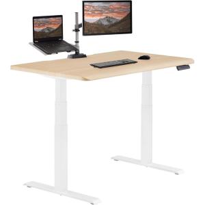 Vari ComfortEdge 60×30 Inch Adjustable Electric Standing Desk – Sit Stand VariDesk with Memory Presets, Sloped Edge, 200 LB Capacity + Tool-Free Assembly (Light Wood)(Light Wood Top / White Legs)
