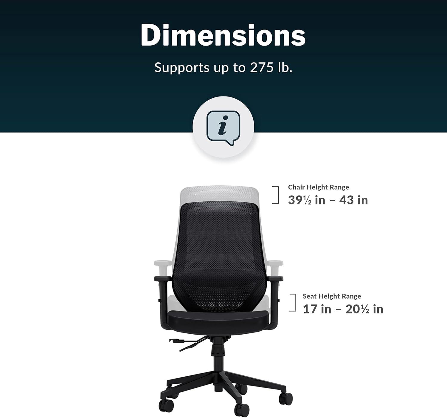 image:imageVari Essential Task Chair Varidesk Ergonomic Home Office Chair with Comfortable Mesh Lumbar amp Back Support Adjustable Height Ideal for Computer Desk Easy Assembly Black