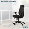 Vari Essential Task Chair – Varidesk Ergonomic Home Office Chair with Comfortable Mesh, Lumbar & Back Support, Adjustable Height – Ideal for Computer Desk – Easy Assembly – Black