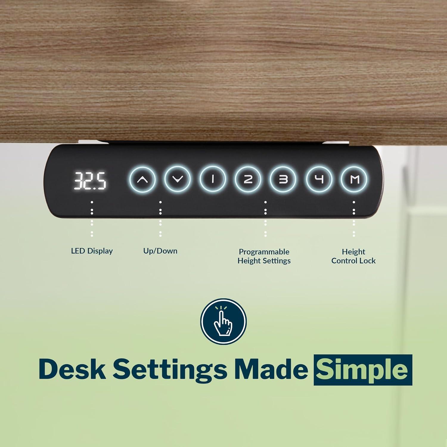 image:imageVari ComfortEdge 72x30 Inch Adjustable Electric Standing Desk Sit Stand VariDesk with Memory Presets Sloped Edge 180 LB Capacity ToolFree Assembly Light Wood TopBlack LegsWalnut Top White Legs
