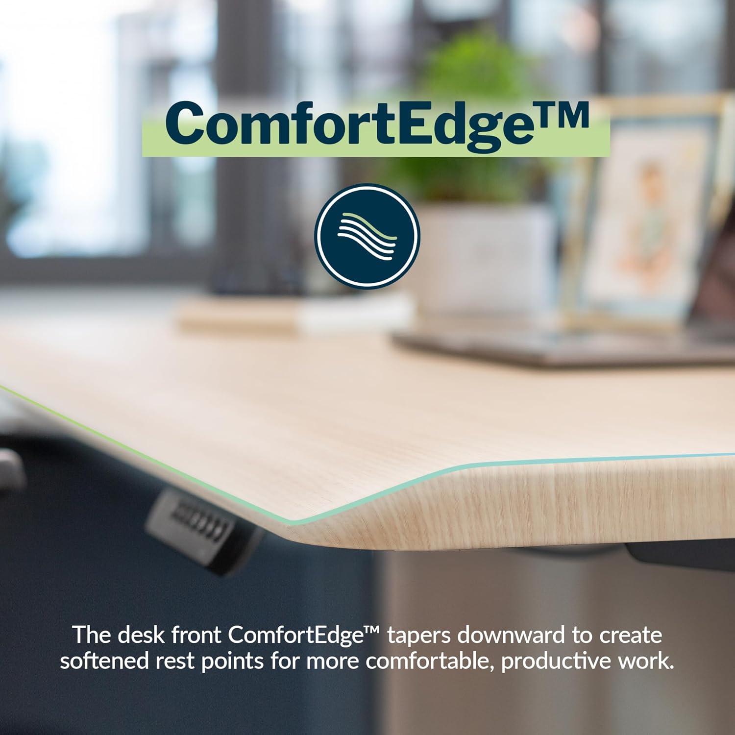 image:imageVari ComfortEdge 72x30 Inch Adjustable Electric Standing Desk Sit Stand VariDesk with Memory Presets Sloped Edge 180 LB Capacity ToolFree Assembly Light Wood TopBlack LegsLight Wood Top White Legs