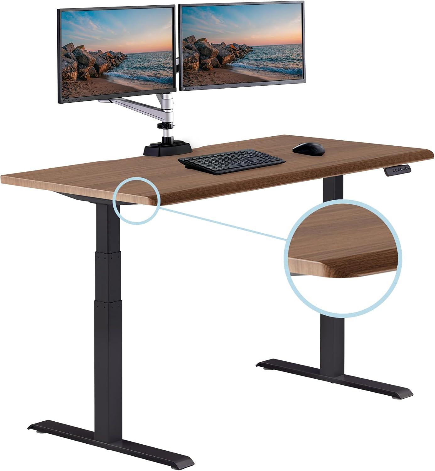 image:imageVari ComfortEdge 72x30 Inch Adjustable Electric Standing Desk Sit Stand VariDesk with Memory Presets Sloped Edge 180 LB Capacity ToolFree Assembly Light Wood TopBlack LegsWalnut Top Black Legs