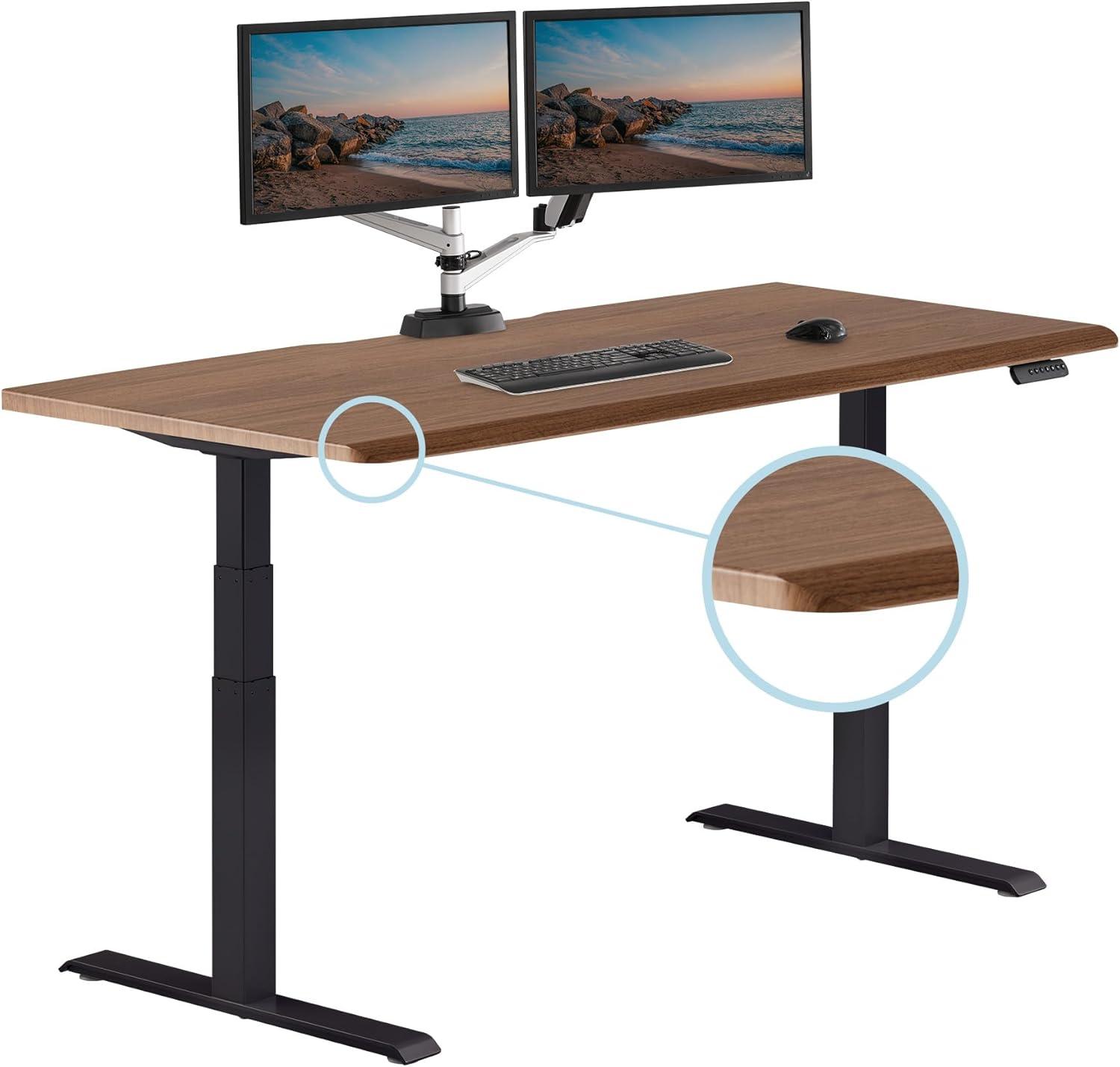 image:imageVari ComfortEdge 72x30 Inch Adjustable Electric Standing Desk Sit Stand VariDesk with Memory Presets Sloped Edge 180 LB Capacity ToolFree Assembly Light Wood TopBlack LegsWalnut Top Black Legs