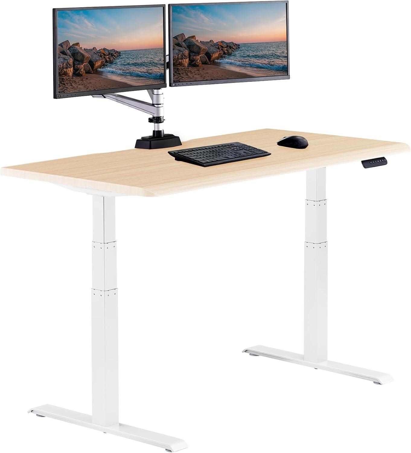 image:imageVari ComfortEdge 72x30 Inch Adjustable Electric Standing Desk Sit Stand VariDesk with Memory Presets Sloped Edge 180 LB Capacity ToolFree Assembly Light Wood TopBlack LegsLight Wood Top White Legs