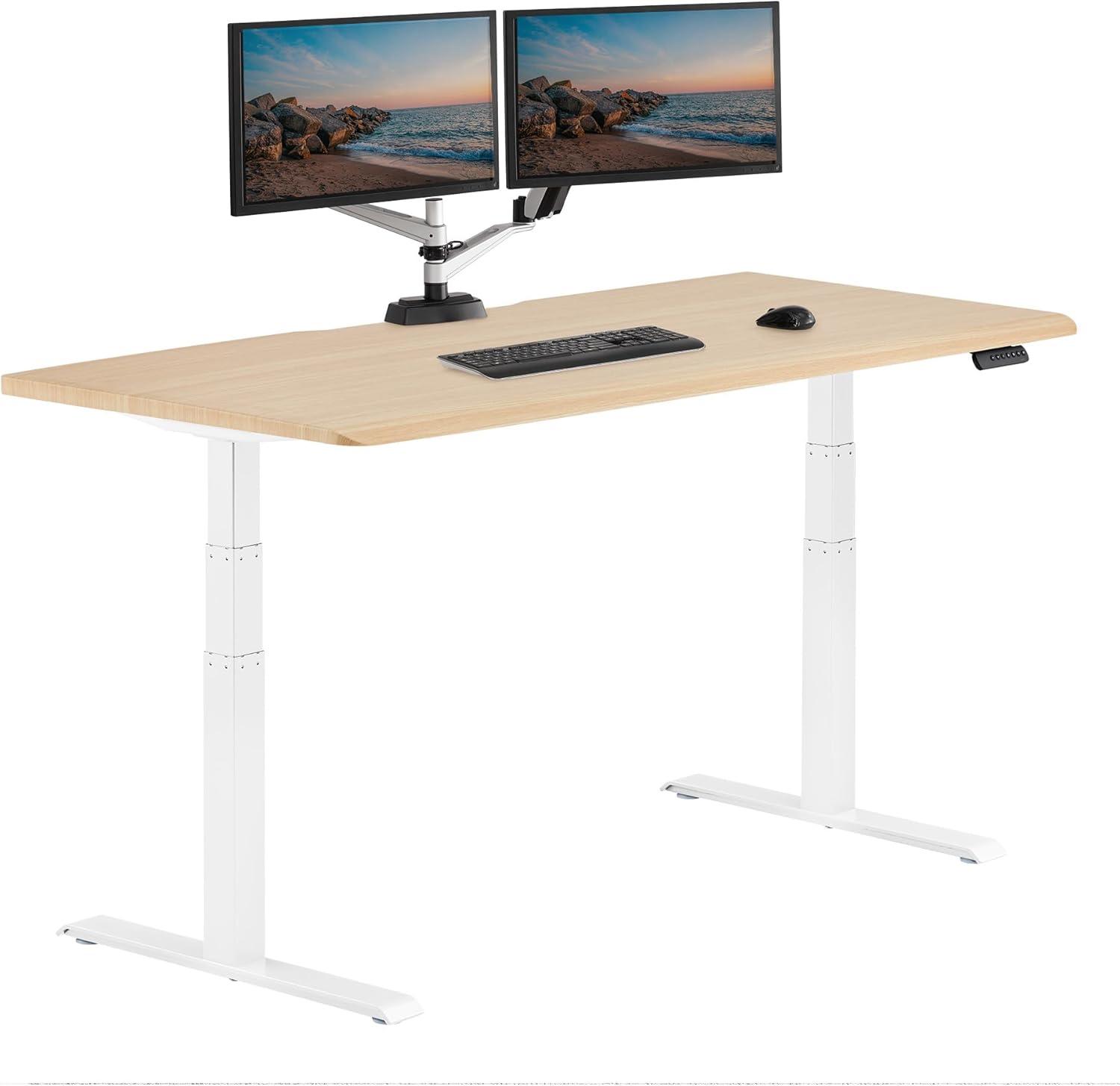 image:imageVari ComfortEdge 72x30 Inch Adjustable Electric Standing Desk Sit Stand VariDesk with Memory Presets Sloped Edge 180 LB Capacity ToolFree Assembly Light Wood TopBlack LegsLight Wood Top White Legs