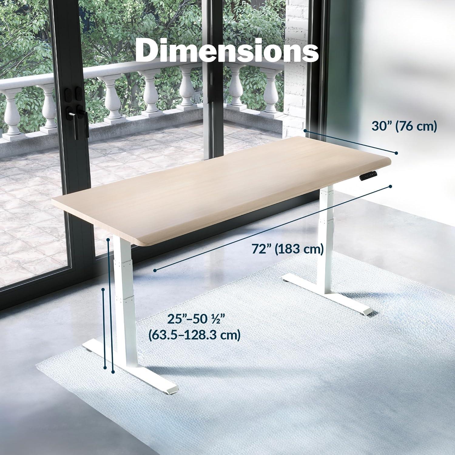 image:imageVari ComfortEdge 72x30 Inch Adjustable Electric Standing Desk Sit Stand VariDesk with Memory Presets Sloped Edge 180 LB Capacity ToolFree Assembly Light Wood TopBlack LegsLight Wood Top White Legs