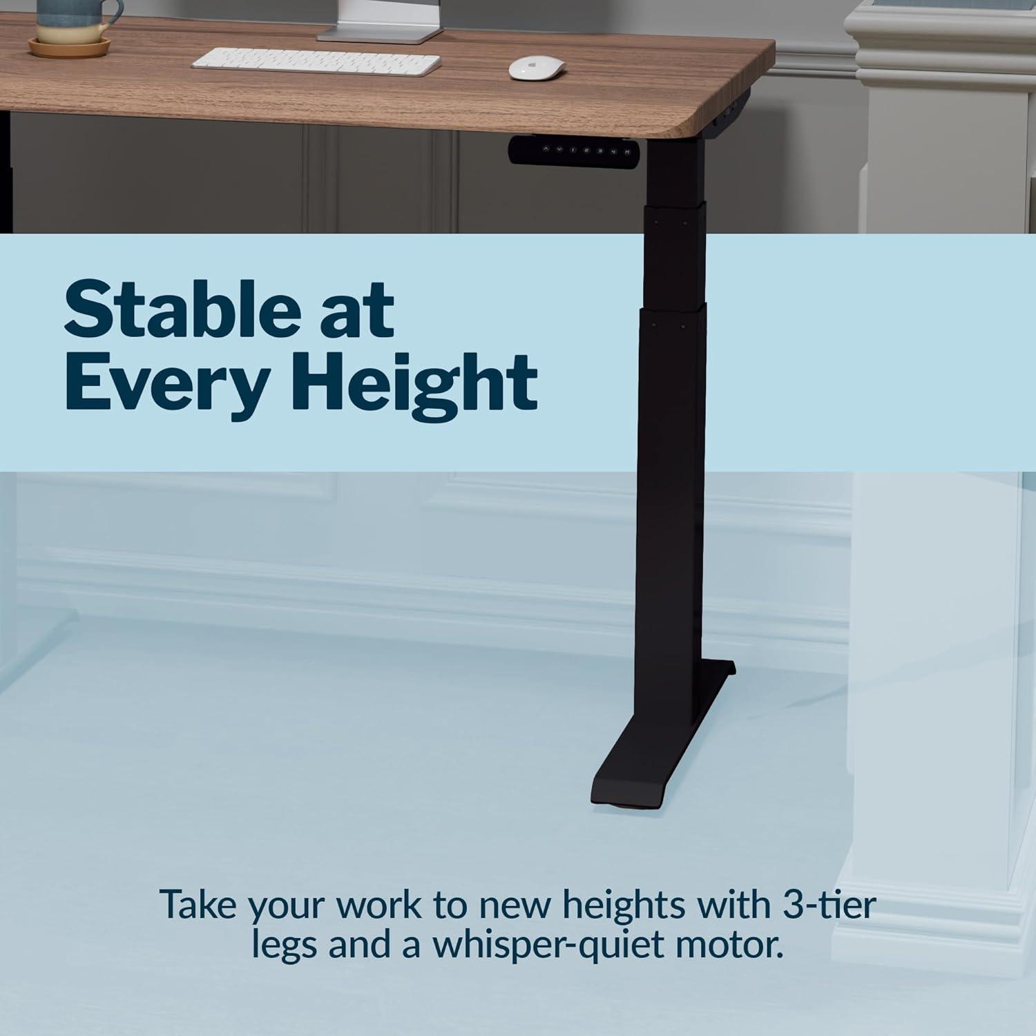 image:imageVari ComfortEdge 72x30 Inch Adjustable Electric Standing Desk Sit Stand VariDesk with Memory Presets Sloped Edge 180 LB Capacity ToolFree Assembly Light Wood TopBlack LegsWalnut Top Black Legs