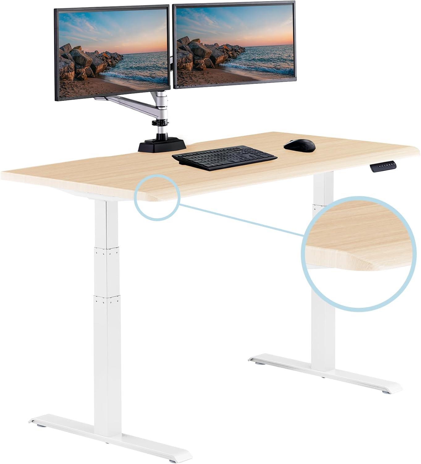 image:imageVari ComfortEdge 72x30 Inch Adjustable Electric Standing Desk Sit Stand VariDesk with Memory Presets Sloped Edge 180 LB Capacity ToolFree Assembly Light Wood TopBlack LegsLight Wood Top White Legs