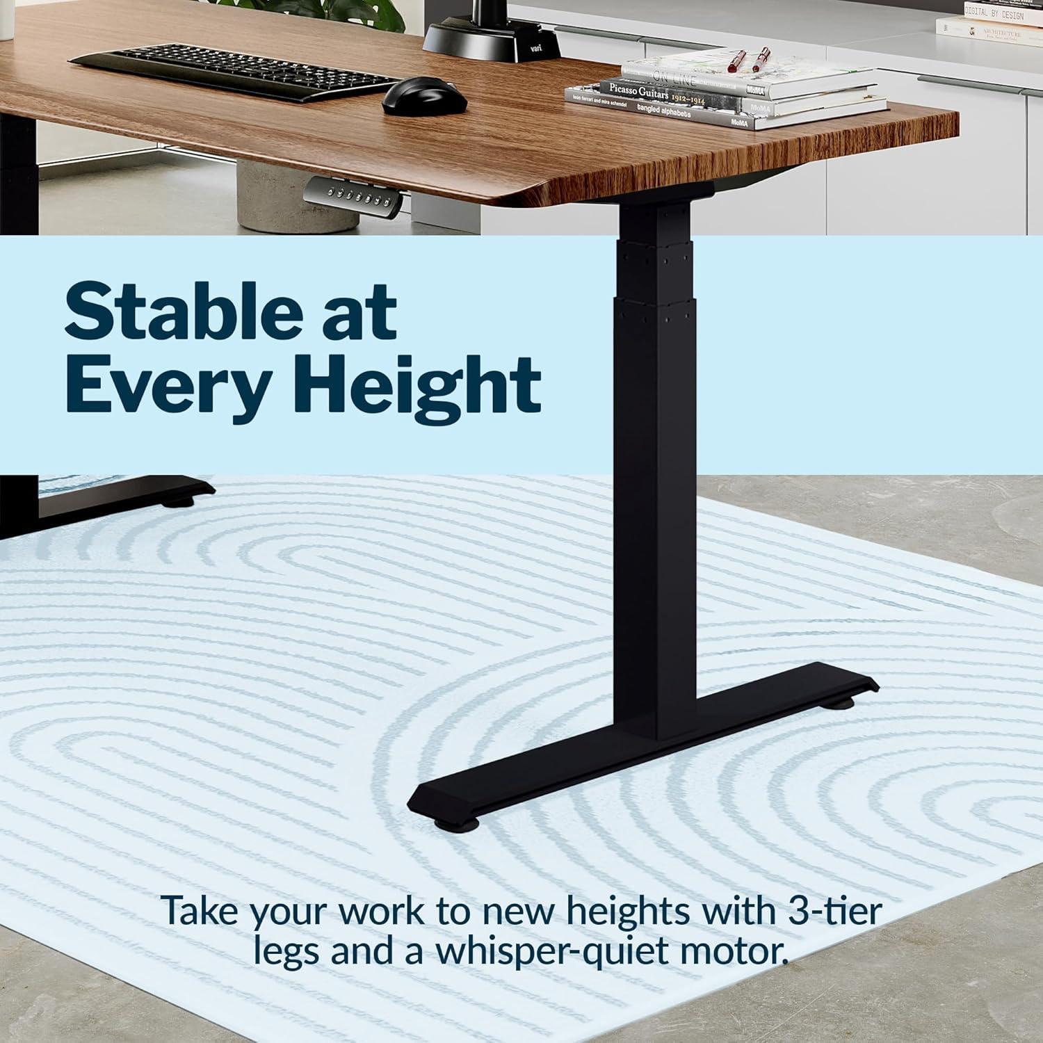 image:imageVari ComfortEdge 72x30 Inch Adjustable Electric Standing Desk Sit Stand VariDesk with Memory Presets Sloped Edge 180 LB Capacity ToolFree Assembly Light Wood TopBlack LegsWalnut Top Black Legs