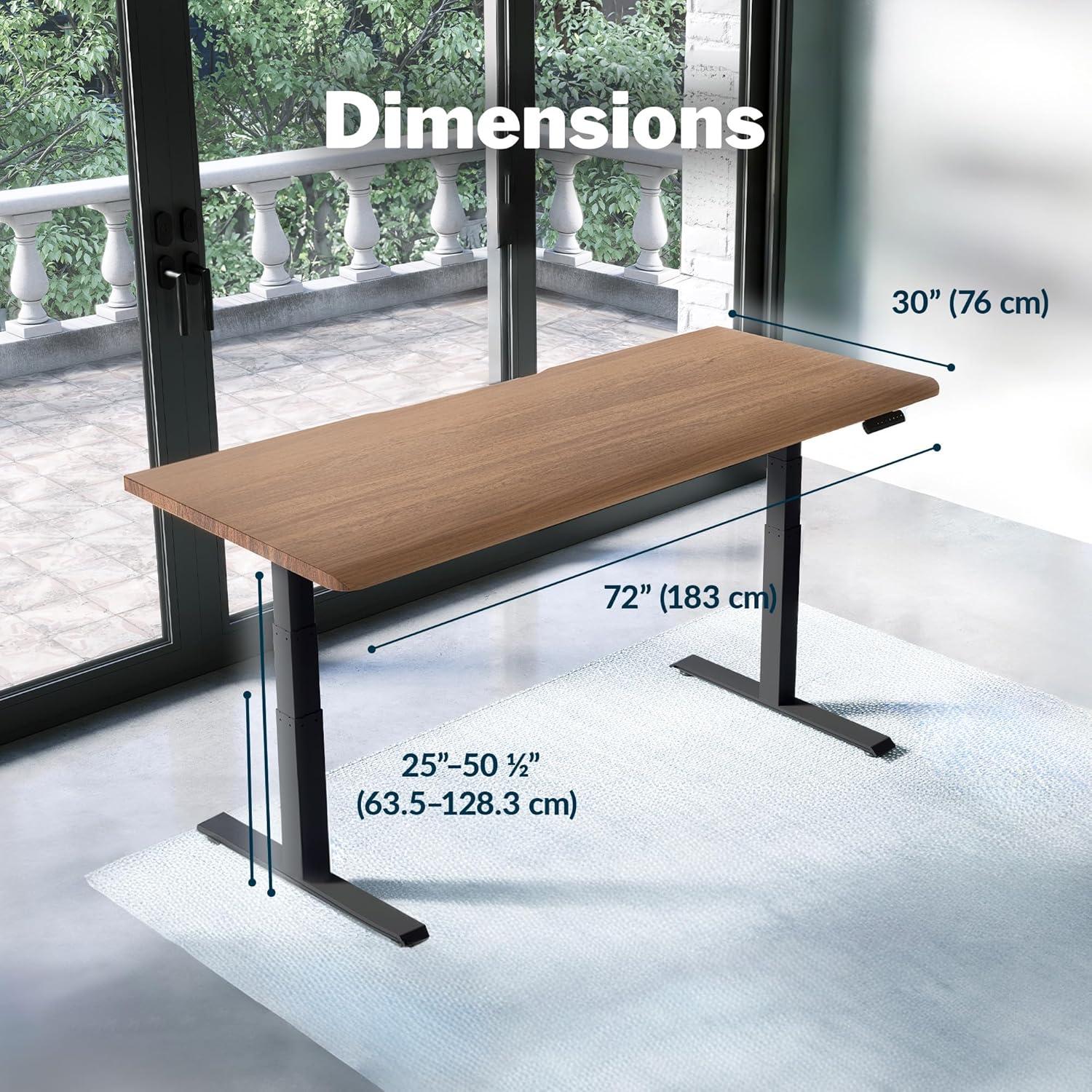 image:imageVari ComfortEdge 72x30 Inch Adjustable Electric Standing Desk Sit Stand VariDesk with Memory Presets Sloped Edge 180 LB Capacity ToolFree Assembly Light Wood TopBlack LegsWalnut Top Black Legs
