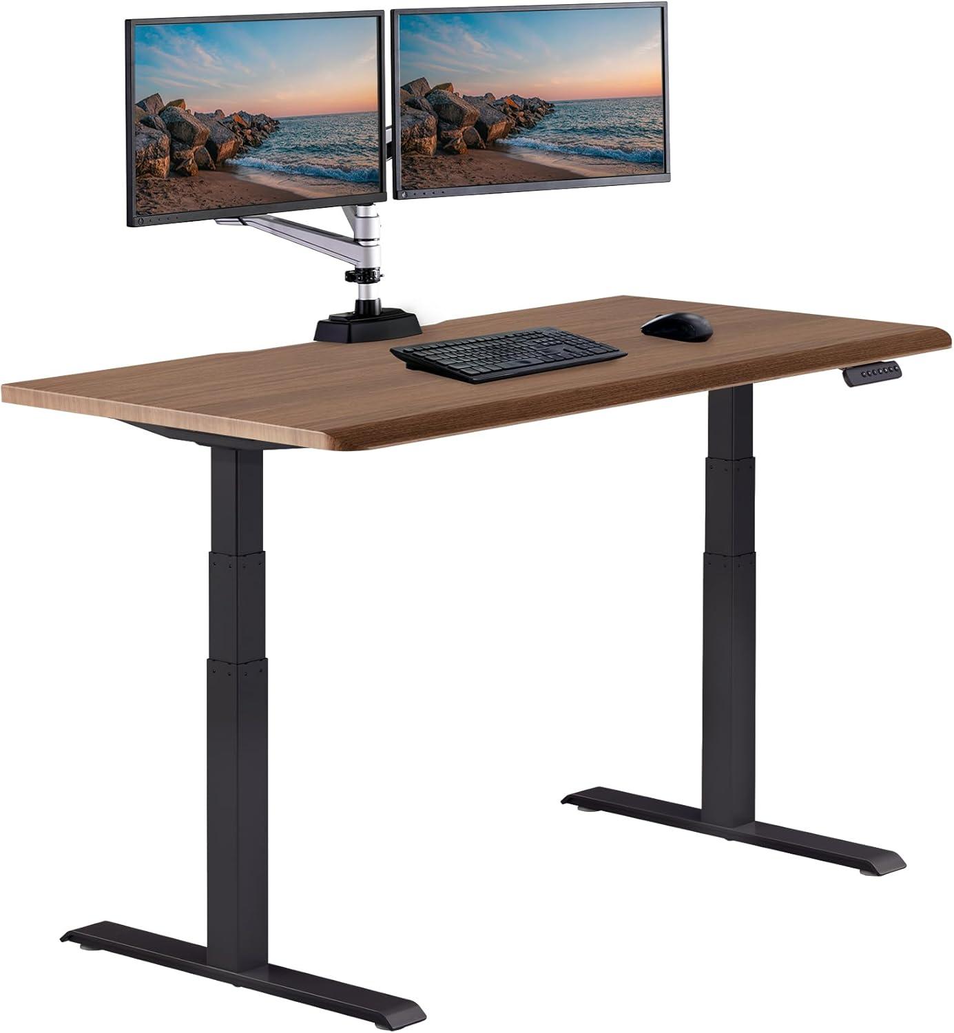 image:imageVari ComfortEdge 72x30 Inch Adjustable Electric Standing Desk Sit Stand VariDesk with Memory Presets Sloped Edge 180 LB Capacity ToolFree Assembly Light Wood TopBlack LegsWalnut Top Black Legs
