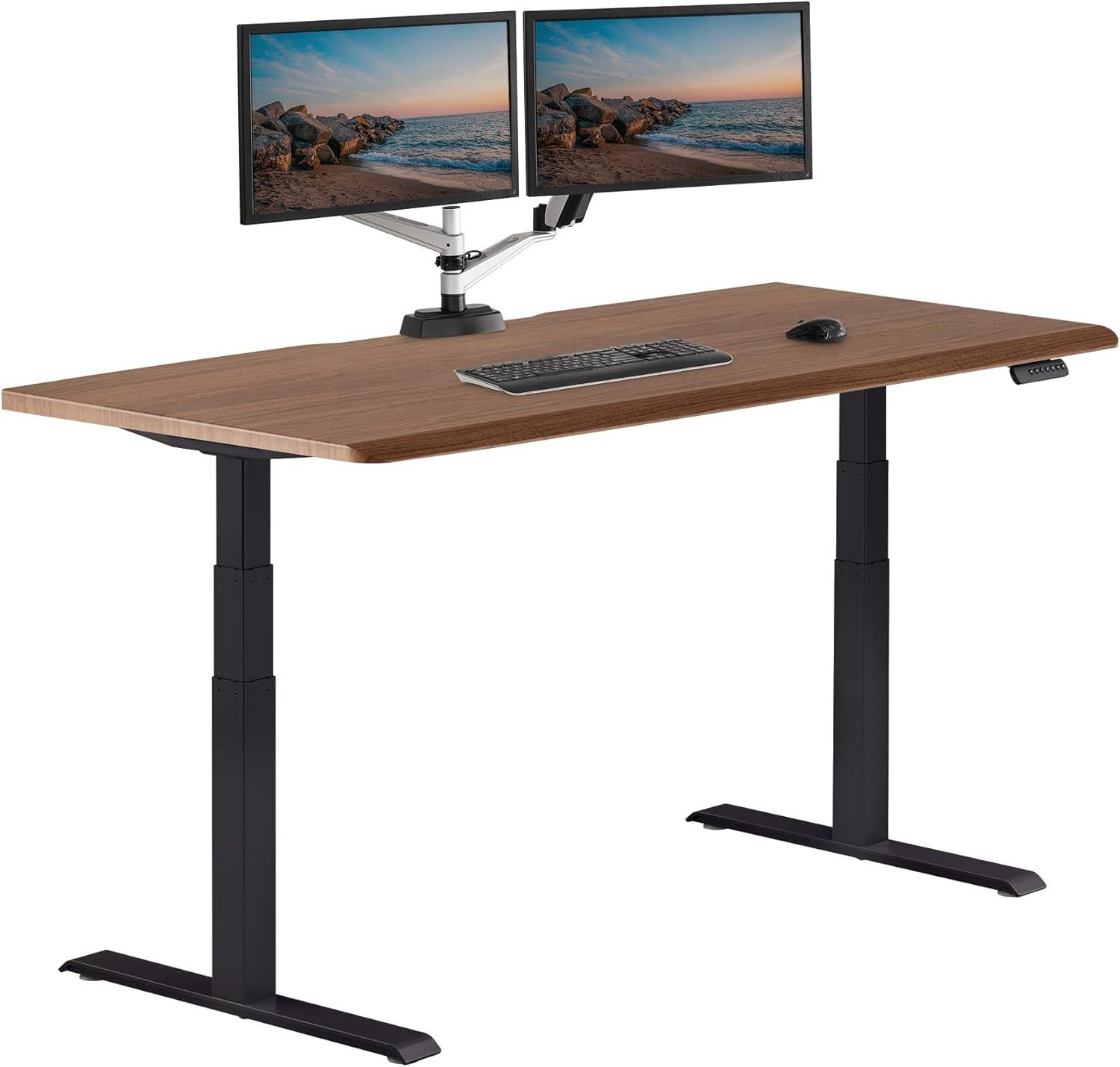 image:imageVari ComfortEdge 72x30 Inch Adjustable Electric Standing Desk Sit Stand VariDesk with Memory Presets Sloped Edge 180 LB Capacity ToolFree Assembly Light Wood TopBlack LegsWalnut Top Black Legs