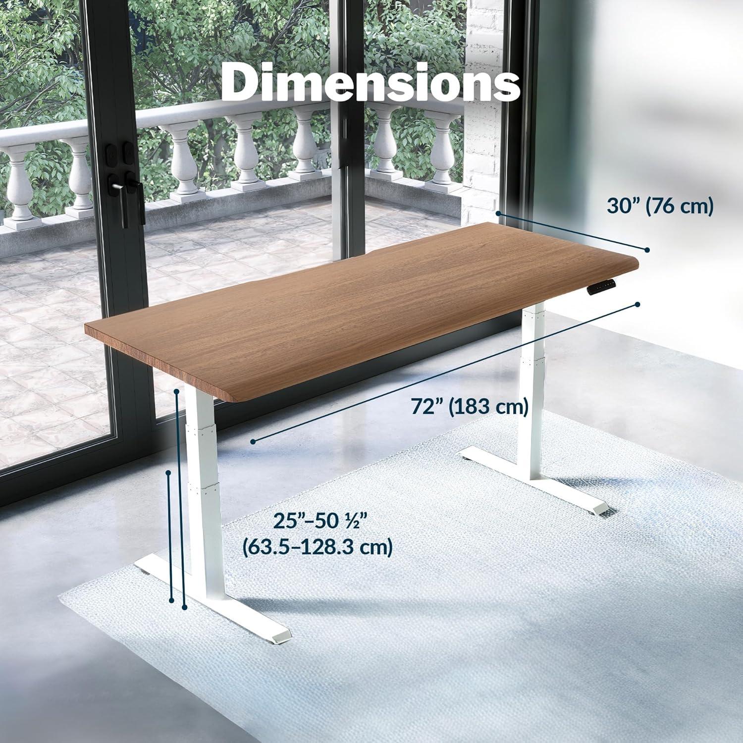 image:imageVari ComfortEdge 72x30 Inch Adjustable Electric Standing Desk Sit Stand VariDesk with Memory Presets Sloped Edge 180 LB Capacity ToolFree Assembly Light Wood TopBlack LegsWalnut Top White Legs