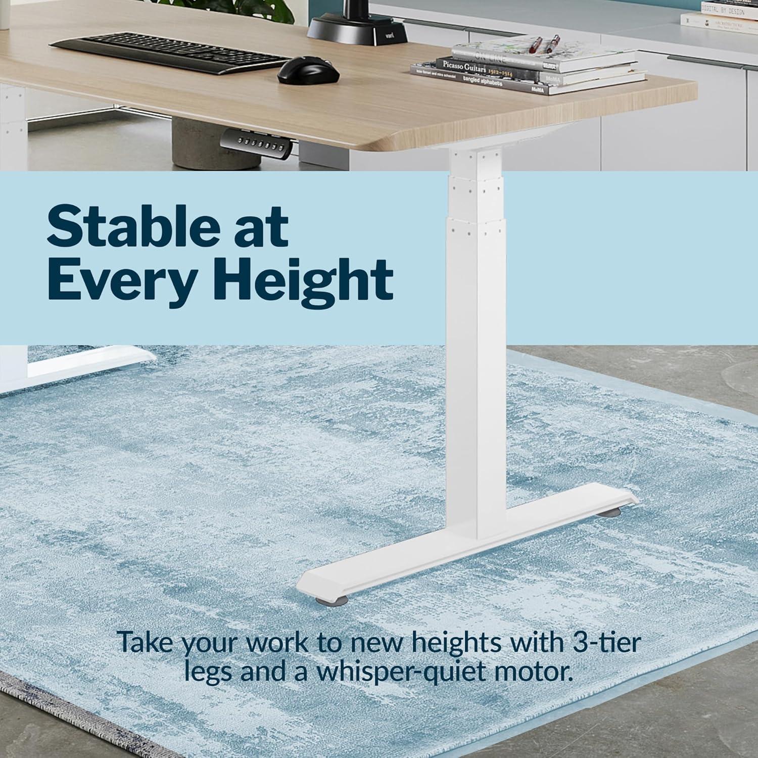image:imageVari ComfortEdge 72x30 Inch Adjustable Electric Standing Desk Sit Stand VariDesk with Memory Presets Sloped Edge 180 LB Capacity ToolFree Assembly Light Wood TopBlack LegsLight Wood Top White Legs