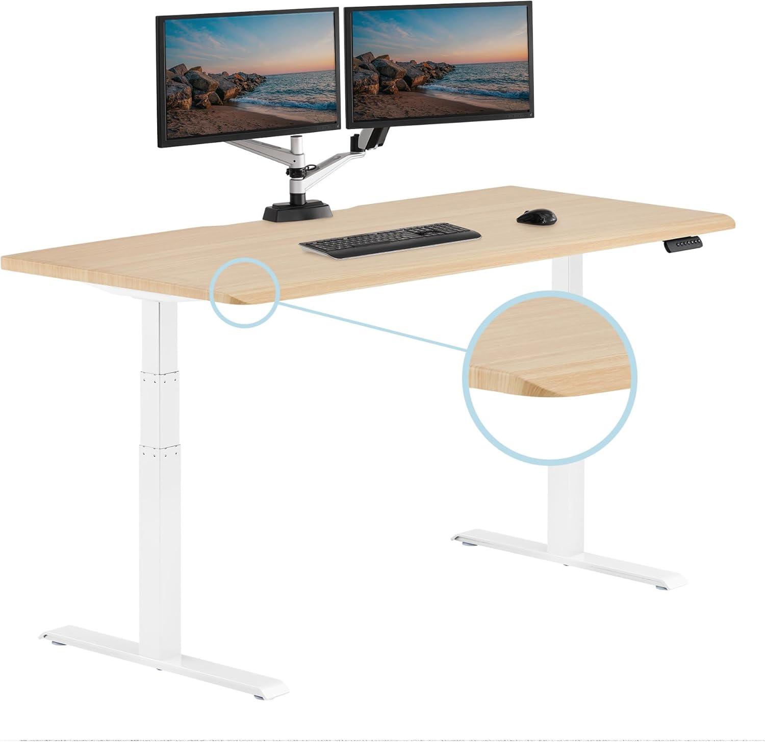 image:imageVari ComfortEdge 72x30 Inch Adjustable Electric Standing Desk Sit Stand VariDesk with Memory Presets Sloped Edge 180 LB Capacity ToolFree Assembly Light Wood TopBlack LegsLight Wood Top White Legs