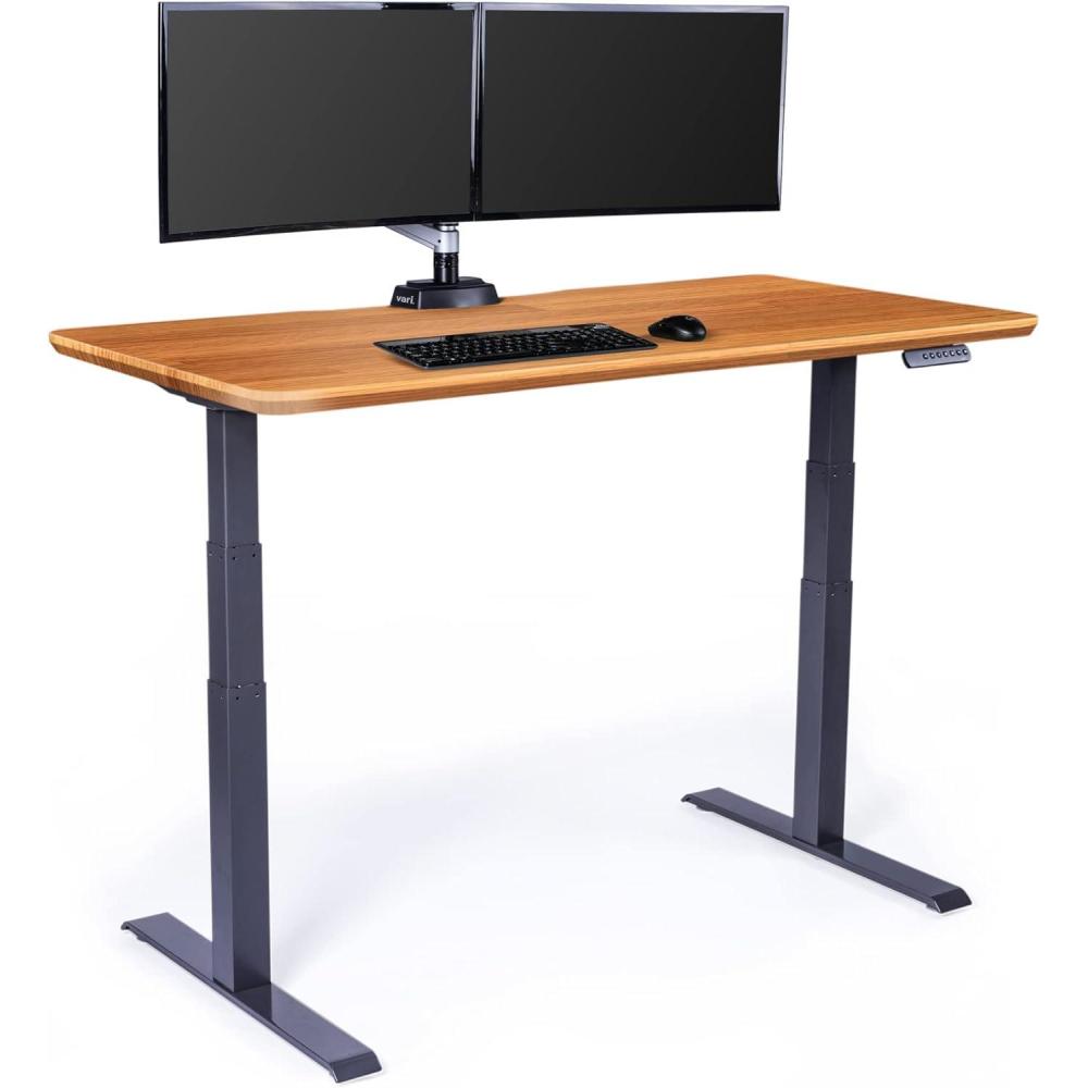 image:imageVari Classic Electric Standing Desk  VariDesk Height Adjustable SitStand Desk  Dual Motor with Memory Presets Stable TStyle Legs  Gaming or Home Office Workstation  72x30 WalnutBlackButcher Block  Slate Legs