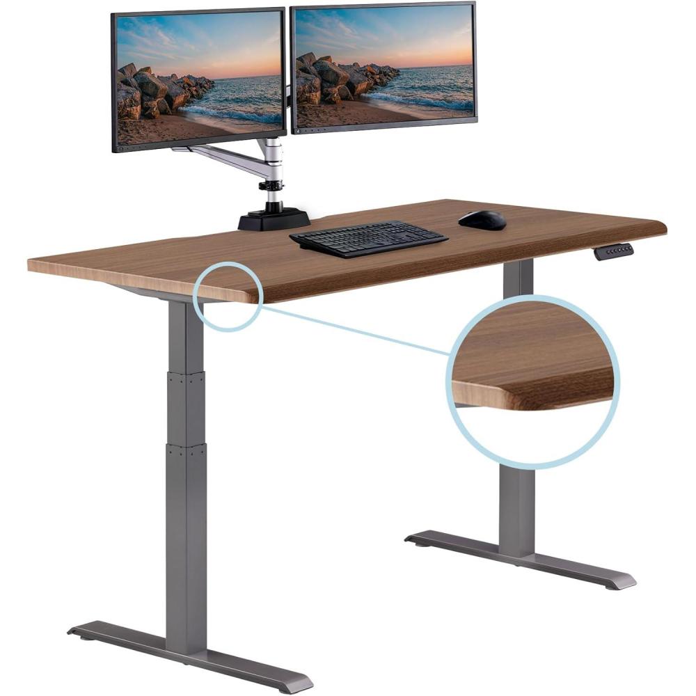 image:imageVari ComfortEdge 72x30 Inch Adjustable Electric Standing Desk  Sit Stand VariDesk with Memory Presets Sloped Edge 180 LB Capacity  ToolFree Assembly Light Wood TopBlack LegsWalnut