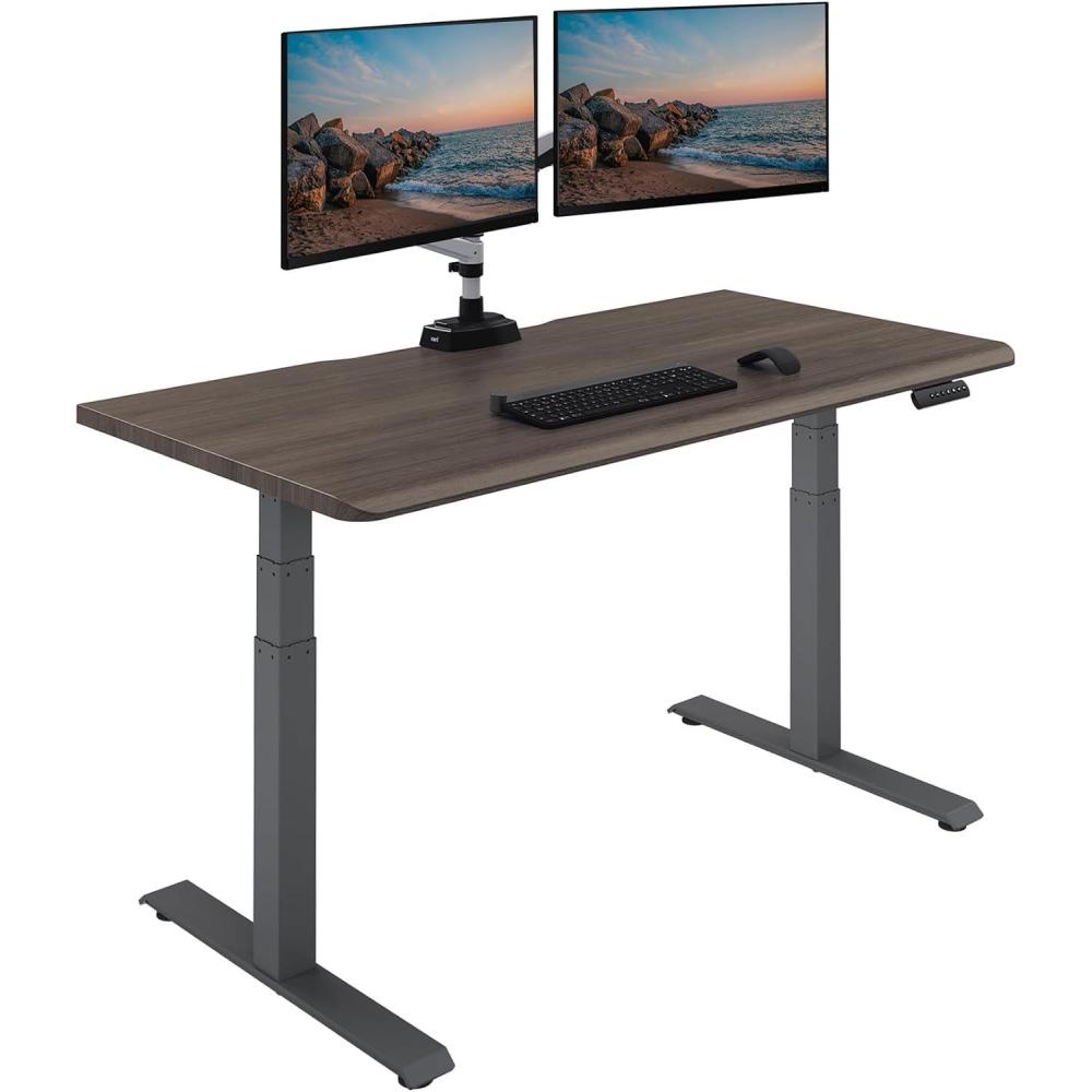 image:imageVari ComfortEdge 72x30 Inch Adjustable Electric Standing Desk  Sit Stand VariDesk with Memory Presets Sloped Edge 180 LB Capacity  ToolFree Assembly Light Wood TopBlack LegsEspresso Top  Slate Legs