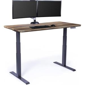Vari Classic Electric Standing Desk – VariDesk Height Adjustable Sit/Stand Desk – Dual Motor with Memory Presets, Stable T-Style Legs – Gaming or Home Office Workstation – 72”x30”, Walnut/Black(Reclaimed Wood / Slate Legs)
