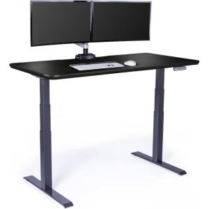 Vari Classic Electric Standing Desk – VariDesk Height Adjustable Sit/Stand Desk – Dual Motor with Memory Presets, Stable T-Style Legs – Gaming or Home Office Workstation – 72”x30”, Walnut/Black(Black Top / Slate Legs)