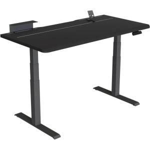 Vari ComfortEdge 60×30 Inch Adjustable Electric Standing Desk with TechTrack – Sit Stand VariDesk with Memory Presets, Included Phone Stand & Shelf, 200 LB Capacity, Tool-Free Assembly (Walnut)(Black)