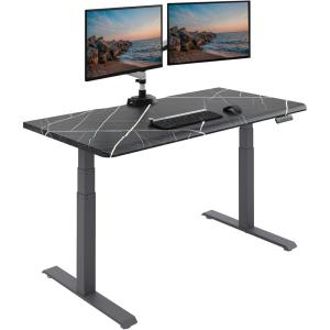 Vari ComfortEdge 72×30 Inch Adjustable Electric Standing Desk – Sit Stand VariDesk with Memory Presets, Sloped Edge, 180 LB Capacity + Tool-Free Assembly (Light Wood Top/Black Legs)(Black Marble Top / Slate Legs)