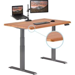 Vari ComfortEdge 72×30 Inch Adjustable Electric Standing Desk – Sit Stand VariDesk with Memory Presets, Sloped Edge, 180 LB Capacity + Tool-Free Assembly (Light Wood Top/Black Legs)(Butcher Block Top / Slate Legs)