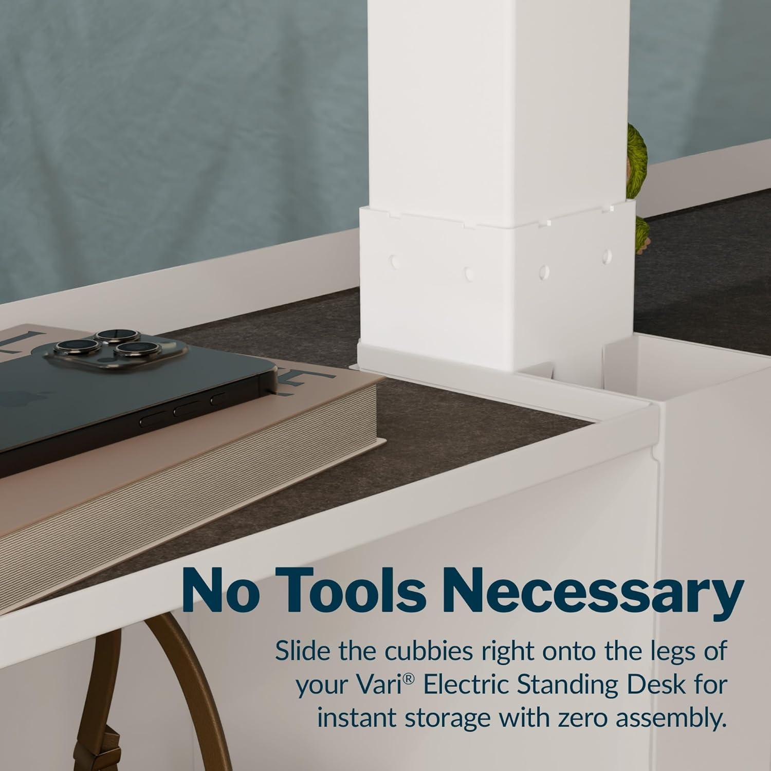 image:imageVari Standing Desk Cubby UnderDesk Storage Organizer with PET FeltLined Shelves Drawer Hook amp Cable Management ToolFree Installation Electric Standing Desks Dove Grey