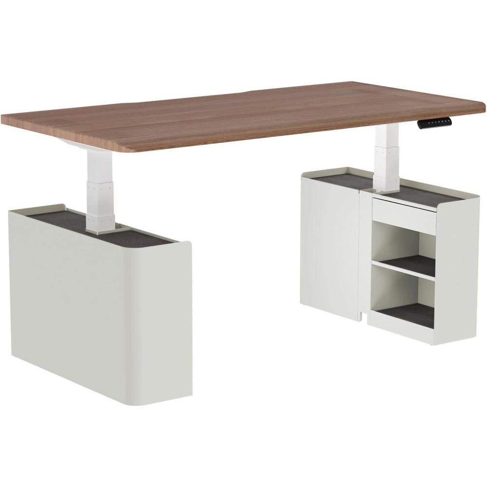 image:imageVari Standing Desk Cubby UnderDesk Storage Organizer with PET FeltLined Shelves Drawer Hook amp Cable Management ToolFree Installation Electric Standing Desks Dove Grey